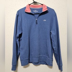 Vineyard Vines Men’s Quarter-Zip Pullover Small Blue Pima Cotton Sweater